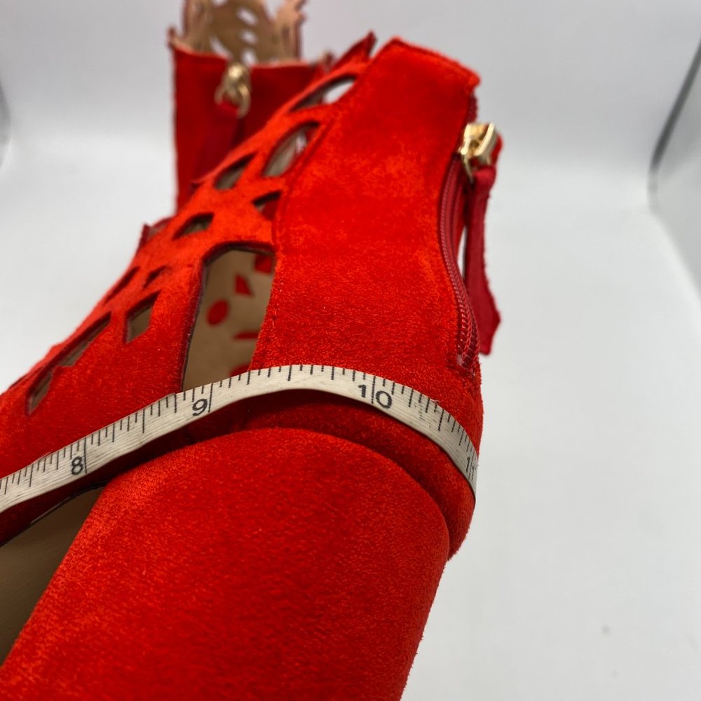 A YDN Red Block Heel Gladiators Strappy Sandal - Picture 7 of 9